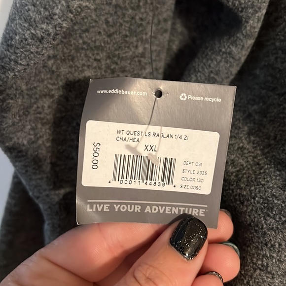 NWT, 2xl tall, grey 1/4 zip pull over Eddie Bauer. - Picture 8 of 8